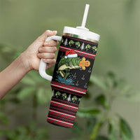 Merry Fishmas Christmas Tumbler With Handle Xmas Holiday Patterns - Wonder Print Shop