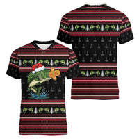 Merry Fishmas Christmas Women V-Neck T-Shirt Xmas Holiday Patterns - Wonder Print Shop