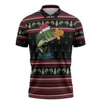 Merry Fishmas Christmas Zipper Polo Shirt Xmas Holiday Patterns - Wonder Print Shop