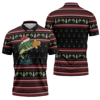 Merry Fishmas Christmas Zipper Polo Shirt Xmas Holiday Patterns - Wonder Print Shop