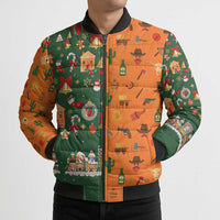 Merry Kiss My Texas Christmas Bomber Puffer Jacket Xmas Holiday Patterns - Wonder Print Shop