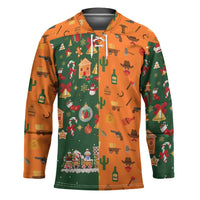 Merry Kiss My Texas Christmas Hockey Jersey Xmas Holiday Patterns - Wonder Print Shop