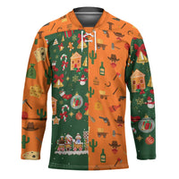 Merry Kiss My Texas Christmas Hockey Jersey Xmas Holiday Patterns - Wonder Print Shop