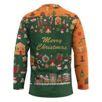 Merry Kiss My Texas Christmas Hockey Jersey Xmas Holiday Patterns - Wonder Print Shop