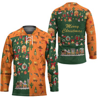 Merry Kiss My Texas Christmas Hockey Jersey Xmas Holiday Patterns - Wonder Print Shop