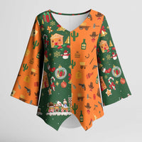 Merry Kiss My Texas Christmas Kimono Sleeve Blouse Xmas Holiday Patterns - Wonder Print Shop