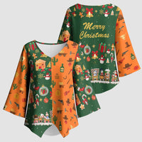 Merry Kiss My Texas Christmas Kimono Sleeve Blouse Xmas Holiday Patterns - Wonder Print Shop