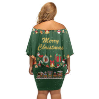 Merry Kiss My Texas Christmas Off Shoulder Short Dress Xmas Holiday Patterns - Wonder Print Shop