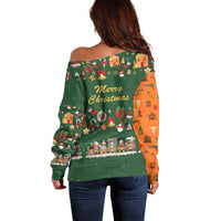 Merry Kiss My Texas Christmas Off Shoulder Sweater Xmas Holiday Patterns - Wonder Print Shop