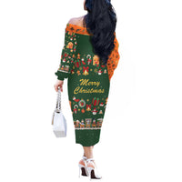 Merry Kiss My Texas Christmas Off The Shoulder Long Sleeve Dress Xmas Holiday Patterns - Wonder Print Shop