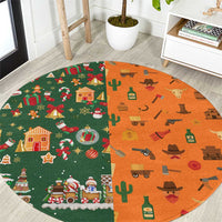 Merry Kiss My Texas Christmas Round Carpet Xmas Holiday Patterns - Wonder Print Shop