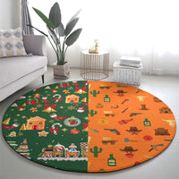 Merry Kiss My Texas Christmas Round Carpet Xmas Holiday Patterns - Wonder Print Shop