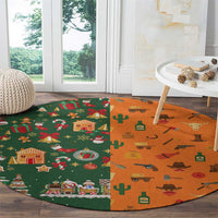 Merry Kiss My Texas Christmas Round Carpet Xmas Holiday Patterns - Wonder Print Shop