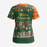 Merry Kiss My Texas Christmas Scrub Top Xmas Holiday Patterns - Wonder Print Shop