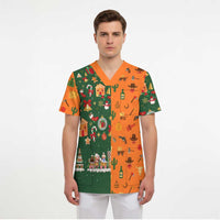 Merry Kiss My Texas Christmas Scrub Top Xmas Holiday Patterns - Wonder Print Shop