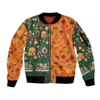 Merry Kiss My Texas Christmas Sleeve Zip Bomber Jacket Xmas Holiday Patterns - Wonder Print Shop