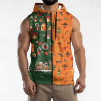 Merry Kiss My Texas Christmas Sleeveless Zip Hoodie Xmas Holiday Patterns - Wonder Print Shop