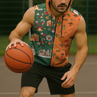Merry Kiss My Texas Christmas Sleeveless Zip Hoodie Xmas Holiday Patterns - Wonder Print Shop