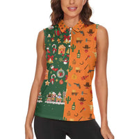 Merry Kiss My Texas Christmas Women Sleeveless Polo Shirt Xmas Holiday Patterns - Wonder Print Shop