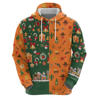 Merry Kiss My Texas Christmas Zip Hoodie Xmas Holiday Patterns - Wonder Print Shop