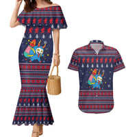 Merry Krampus Christmas Couples Matching Mermaid Dress and Hawaiian Shirt Xmas Holiday Patterns - Wonder Print Shop