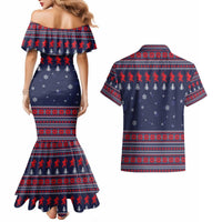 Merry Krampus Christmas Couples Matching Mermaid Dress and Hawaiian Shirt Xmas Holiday Patterns - Wonder Print Shop