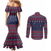 Merry Krampus Christmas Couples Matching Mermaid Dress and Long Sleeve Button Shirt Xmas Holiday Patterns - Wonder Print Shop