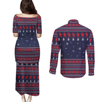 Merry Krampus Christmas Couples Matching Puletasi and Long Sleeve Button Shirt Xmas Holiday Patterns - Wonder Print Shop