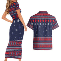 Merry Krampus Christmas Couples Matching Short Sleeve Bodycon Dress and Hawaiian Shirt Xmas Holiday Patterns - Wonder Print Shop