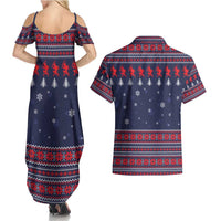 Merry Krampus Christmas Couples Matching Summer Maxi Dress and Hawaiian Shirt Xmas Holiday Patterns - Wonder Print Shop