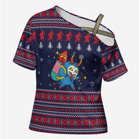 Merry Krampus Christmas Cross Shoulder Shirt Xmas Holiday Patterns - Wonder Print Shop