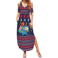 Merry Krampus Christmas Family Matching Summer Maxi Dress and Hawaiian Shirt Xmas Holiday Patterns - Wonder Print Shop