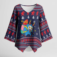 Merry Krampus Christmas Kimono Sleeve Blouse Xmas Holiday Patterns - Wonder Print Shop