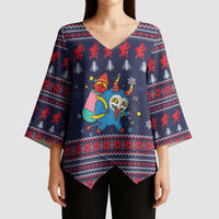 Merry Krampus Christmas Kimono Sleeve Blouse Xmas Holiday Patterns - Wonder Print Shop