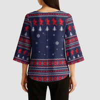 Merry Krampus Christmas Kimono Sleeve Blouse Xmas Holiday Patterns - Wonder Print Shop