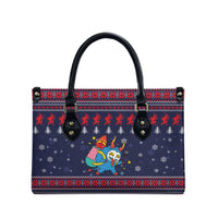 Merry Krampus Christmas Leather Bag Xmas Holiday Patterns - Wonder Print Shop