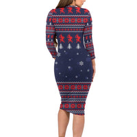 Merry Krampus Christmas Long Sleeve Bodycon Dress Xmas Holiday Patterns - Wonder Print Shop