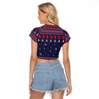 Merry Krampus Christmas Raglan Cropped T Shirt Xmas Holiday Patterns - Wonder Print Shop