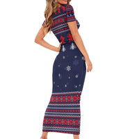 Merry Krampus Christmas Short Sleeve Bodycon Dress Xmas Holiday Patterns - Wonder Print Shop