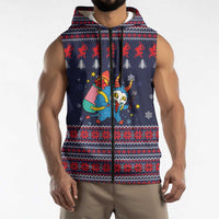 Merry Krampus Christmas Sleeveless Zip Hoodie Xmas Holiday Patterns - Wonder Print Shop