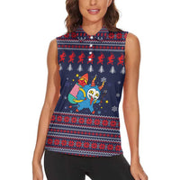 Merry Krampus Christmas Women Sleeveless Polo Shirt Xmas Holiday Patterns - Wonder Print Shop