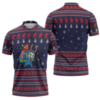 Merry Krampus Christmas Zipper Polo Shirt Xmas Holiday Patterns - Wonder Print Shop