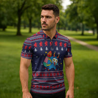 Merry Krampus Christmas Zipper Polo Shirt Xmas Holiday Patterns - Wonder Print Shop