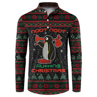 Penguin Tree Christmas Button Sweatshirt Xmas Holiday Patterns - Wonder Print Shop