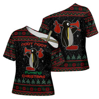Penguin Tree Christmas Cross Shoulder Shirt Xmas Holiday Patterns - Wonder Print Shop