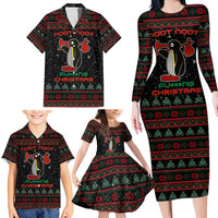 Penguin Tree Christmas Family Matching Long Sleeve Bodycon Dress and Hawaiian Shirt Xmas Holiday Patterns - Wonder Print Shop