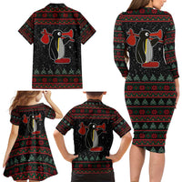 Penguin Tree Christmas Family Matching Long Sleeve Bodycon Dress and Hawaiian Shirt Xmas Holiday Patterns - Wonder Print Shop