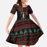 Penguin Tree Christmas Family Matching Off The Shoulder Long Sleeve Dress and Hawaiian Shirt Xmas Holiday Patterns - Wonder Print Shop