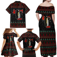 Penguin Tree Christmas Family Matching Off Shoulder Maxi Dress and Hawaiian Shirt Xmas Holiday Patterns - Wonder Print Shop