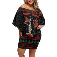 Penguin Tree Christmas Family Matching Off Shoulder Short Dress and Hawaiian Shirt Xmas Holiday Patterns - Wonder Print Shop